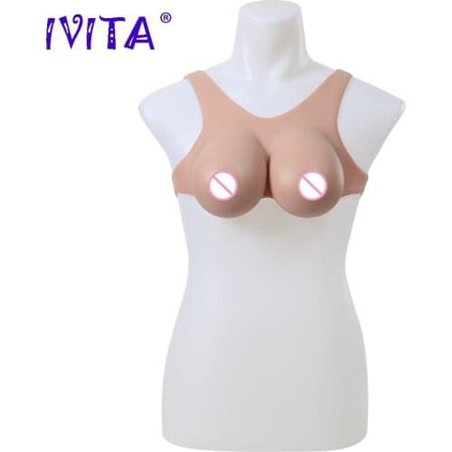 IVITA 100% Silicone Breast Forms Protheses Realistic Fake Boobs Enhancer for Crossdressing Drag Queen Shemale Transgender C Cup