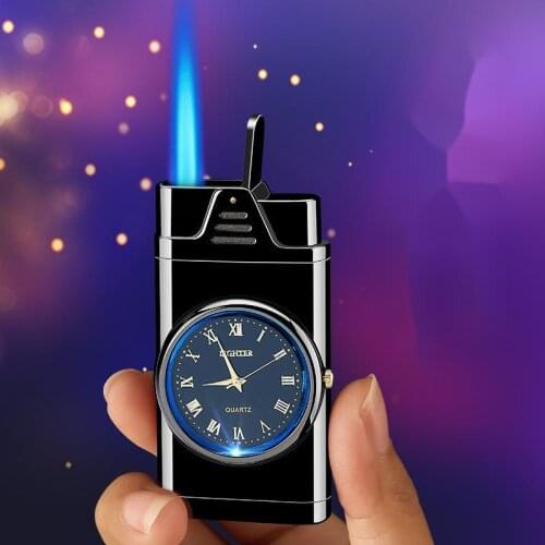 Direct Pressure Type Creative Watch Gas Lighter Metal Direct Blast Windproof Lighter Watch Cigarette Lighter Creative