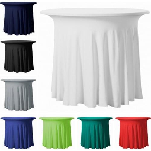 Ruffled Round Spandex Table Cover Cloth Stretch Tablecloth For Wedding Event Decoration