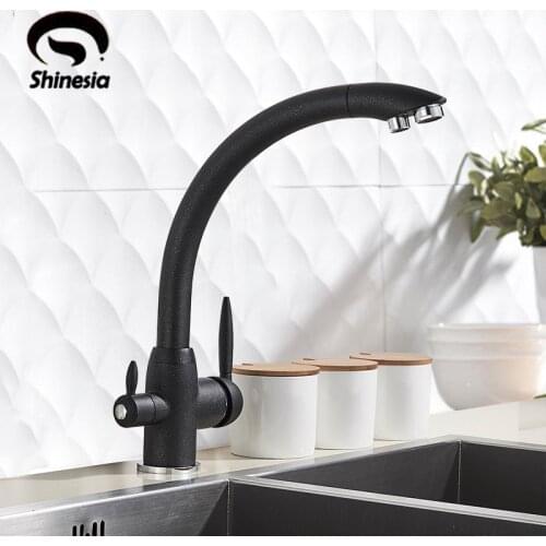 Shinesia Brass Kitchen Purification Faucet Double Handles Pure Water Mixer Tap Drinking Water Tap