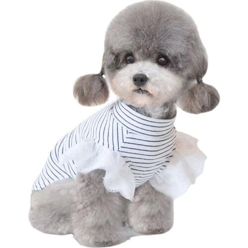 Summer Dog Stripe T-Shirt Small Dog Yorkshire Pomeranian Poodle Bichon Schnauzer Costume Pet Dog Clothes Puppy Clothing Coat