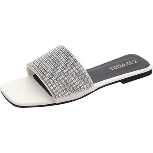 Summer Womens Slippers Zapatos De Mujer Fashion Crystal Beach Slipper Flat Shoes Women Slides Plus Size Flip Flops Open Toe