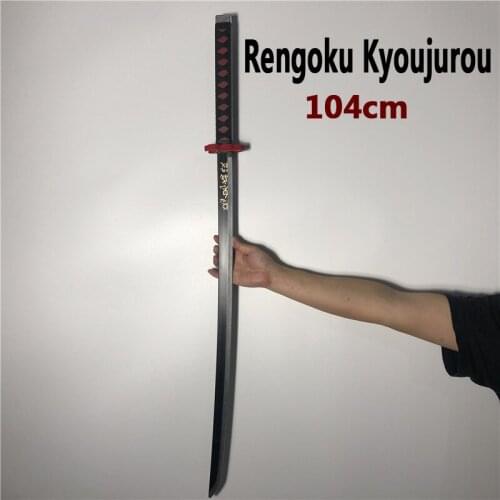 Demon Slayer 1:1 Rengoku Kyoujurou Sowrd 104cm Cosplay Sword Anime Ninja Knife Kimetsu no Yaiba Sword Weapon PU Prop Model