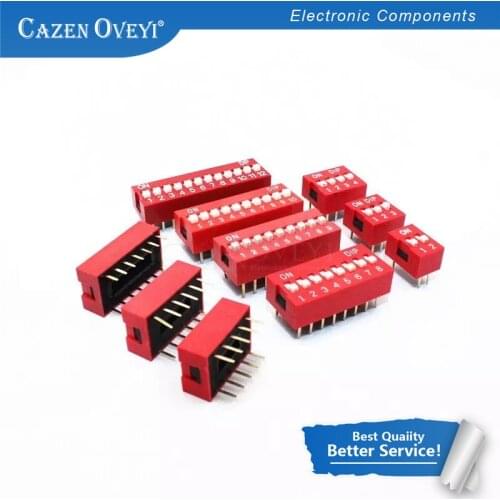 10PCS Slide Type Switch Module 1 2 3 4 5 6 7 8 9 10 12 Bit 2.54mm Position Way DIP Red Pitch Toggle Switch Red Snap Switch