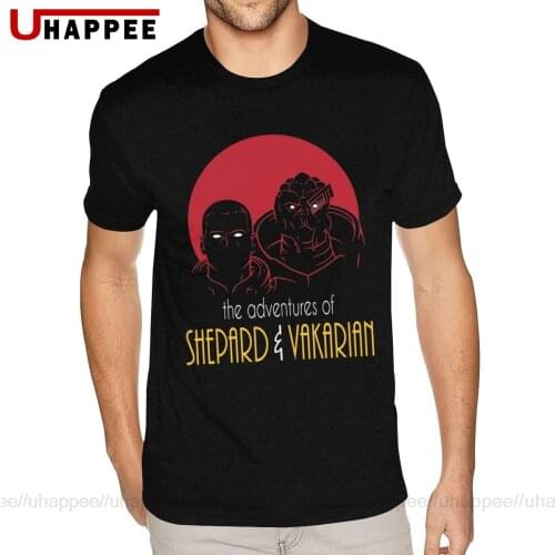 Graphic Adventures Of BroShep And Vakarian Mass Effect Tees Shirts Men Top Quality Short Sleeves Red O-neck T-Shirt