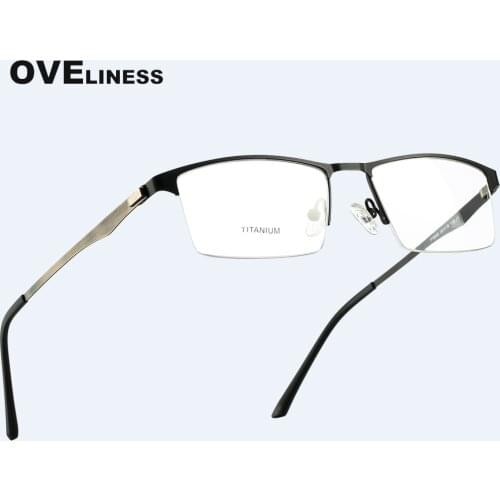 Fashion mens eyeglasses frames Optical Glasses Frame for Men Square Titanium halfr Metal eyewear Myopia Prescription glasses