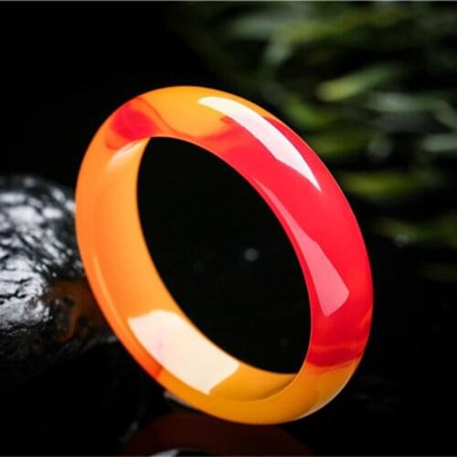 Natural Colorful Jade Hand-carved Wide Band Bracelet Fashion Boutique Jewelry Men and Women Chicken Blood Red Bracelet