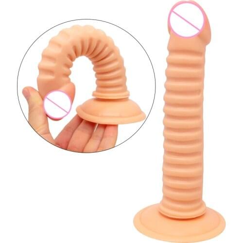 New Curved Dildo Animal Snake Dildo Suction Cup Screw Thread Design Stimulate Fake Penis Sex Toys For Women Erotic Product