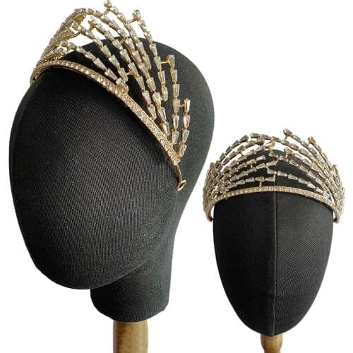 OKILY Luxury Rhinestone Wedding Hair Accessories for Women Girl Female Baroque Crown Brithday Banquet Party Head Ornament