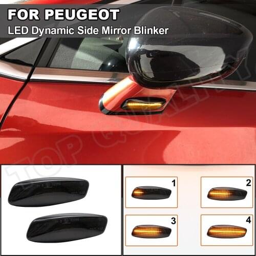 Fits For Peugeot 308 MK1 207 3008 5008 RCZ Dynamic LED Side Mirror Light Turn Signal Lamp Sequential Blinker Smoke Clear Lens