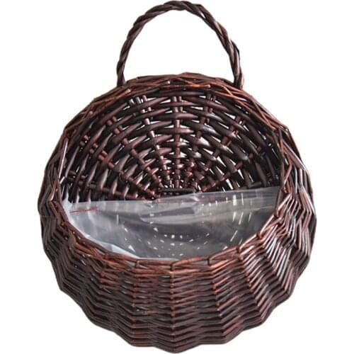 Portable Bamboo Props Rattan Basket Flower Baskets Hangable Suitable For Indoor And Outdoor Wall Decoration Garden Mini Handbag