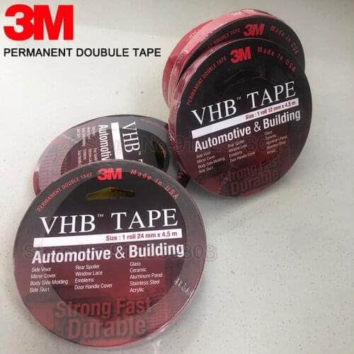3M Original Permanent VHB Strong Double Sided Tapes 24mm 12mmx4.5m Acrylic Adhesive Automotive & Building/Mirror Cover/Household