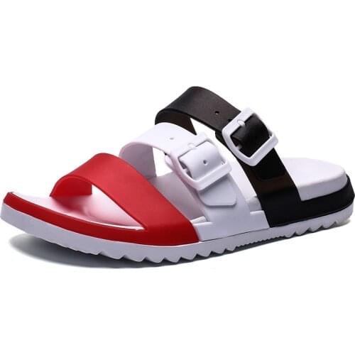 WEH two buckle sandals Men Sandals Garden Clogs 2021 new fashion slides buckle strap Summer Mens Summer Beach men Slippers