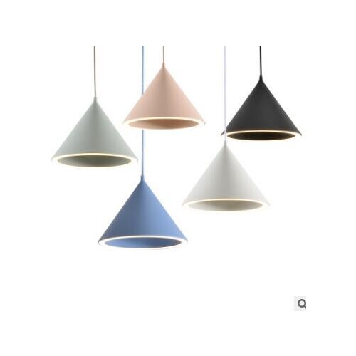 Nordic modern creative personality aluminum bar dining chandelier macaroon color triangle funnel led halo