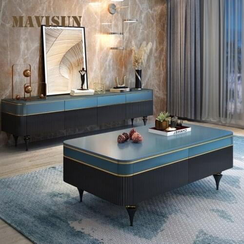 Customized Modern Simple Four-Drawing Coffee Table Set Large Villa High-End Living Room Center Table Indoor House Furniture
