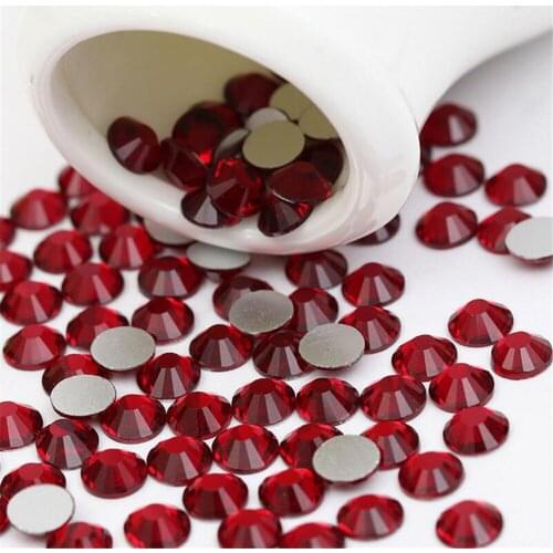 MHS.SUN SS3-SS34 Size Loose Siam Red Color Flatback Crystal Rhinestones DIY Non HotFix Glass Crystal Rhinestone For Nail Craft