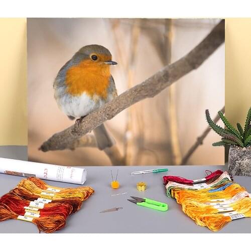Bird Animal Printed Fabric 11CT Cross Stitch DIY Embroidery Patterns DMC Threads Hobby Needlework Handmade Sewing Adults