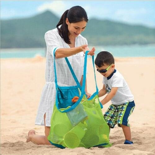 US Children Beach Mesh Bath Toys Storage Bag Tote Kids Large Folding Net Bags