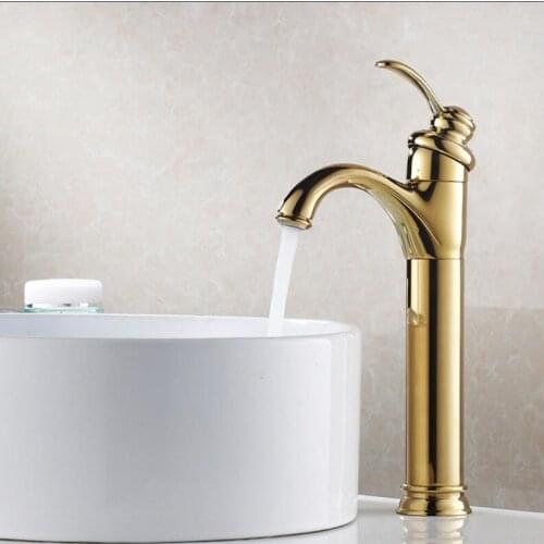 Vidric Tall Faucet Retro Style Bathroom Basin Faucet Antique/Gold/Black Oil Brushed Crane Brass Single Handle Deck Mounted basin