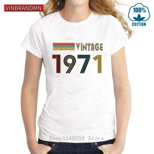 Vintage 1971 T Shirts women Short Sleeve O-neck Cotton70s Clothing Made in 1971 T-shirt 49th Anniversary Birthday Gift Tops Tees
