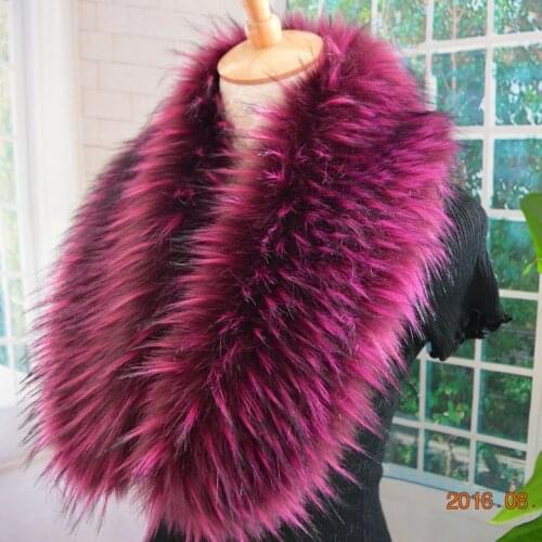 New arrival top quality faux raccoon fur collar fake fur scarf colorful women men jacket fur collar hood fur decor collar