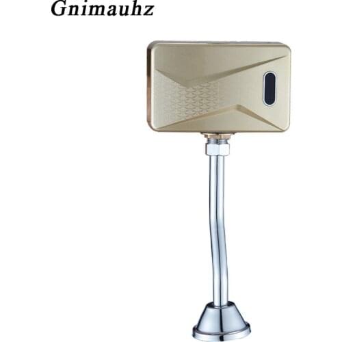 Gold Bathroom Sensor Touchless Urinal Flush Auto Sensor Urinal Flush Valve Toilet Exposed Wall Mounted Automatic DC Flush Valves