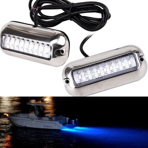 1 Or 2PCS 12V 24V 50W Stainless Steel 27LED Blue LED Boat Light Underwater Pontoon Marine Ship Transom Light