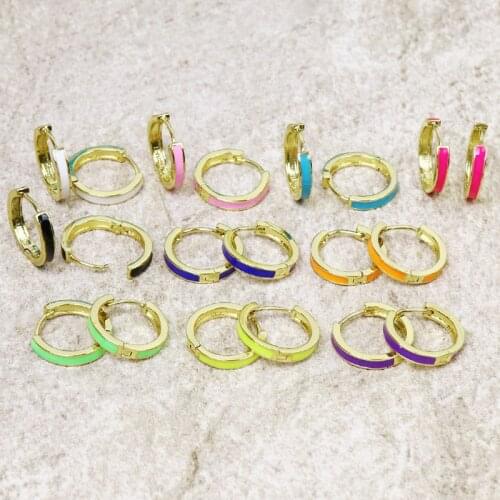 10 Pairs Enamel Hoop earrings Colorful Enamel colorful earrings Fashion Drop earrings jewelry Drop earrings for women 51503