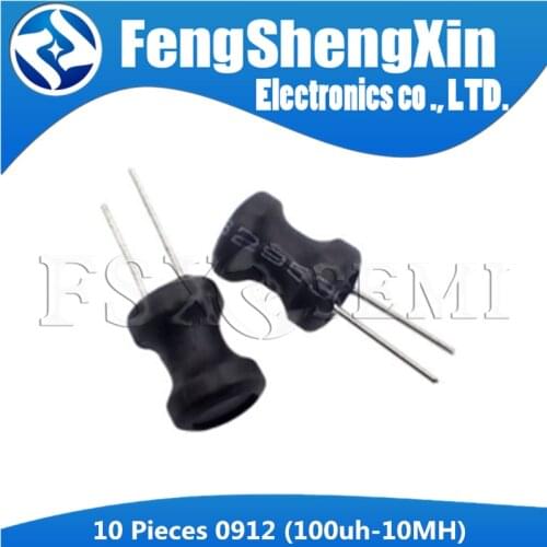 10pcs 0912 9x12 Unshielded Wirewound DIP power Inductor 9*12mm 100uH 220uH 330uH 470uH 1mH 2.2mH 3.3mH 4.7mH I-shaped inductance