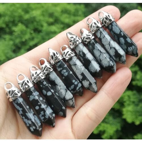 10pcs Snow Jasper stone Hexagon Point Pendant Chakra Reiki Healing Amulet Wholesale
