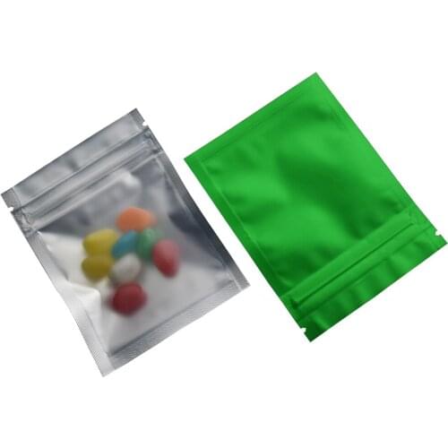 100pcs/lot Green 7.5x10cm Aluminum Foil Vacuum Food Pouch Zipper Zip Lock Clear Plastic Package Bag Self Seal Dried Food Storage