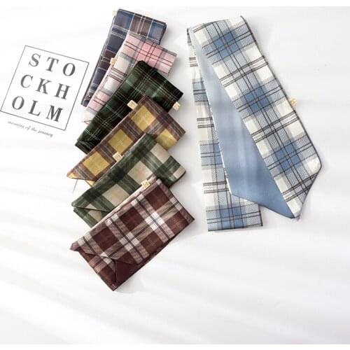 140cm*10cm vintage suit small lattice ribbon fashion silk scarves scarf spring/summer bag scarf women skinny scarf