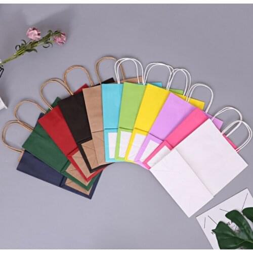 40PCS/Lot Elegant kraft paper bag with handle Paper gift bag shopping bags clothing bag Excellent Quality retail 15X8X21cm
