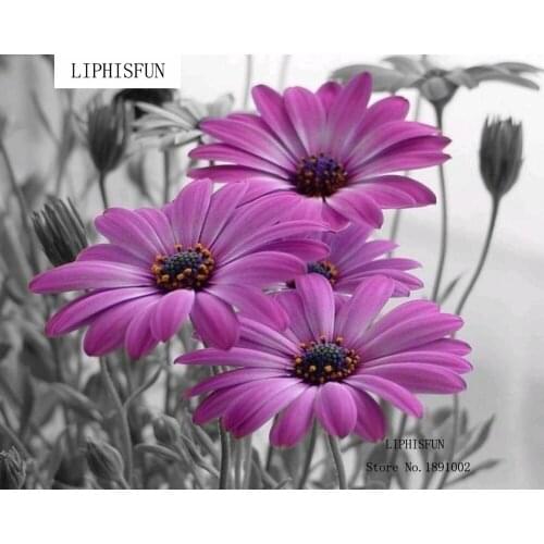 5D Full Drill Diy Diamond Painting Purple Flower Handmade Cross Stitch Resin Square Diamond Sets Diamond Embroidery