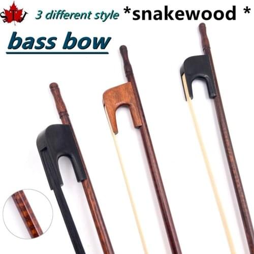 Upright bass bow,baroque Snakewood bass bow,top level black bow hair