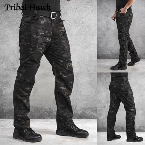 IX8 Military Pants Tactical Men Rip-stop Hiking Work Cargo Pants Outdoor Mens Training Combat Sport Multi-pocket Black Trousers