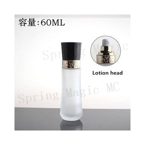 60ml Frosted Glass Bottles with Gold press Lotion pump Empty Skin care Cosmetic DIY travel sub-bottle Refillable bottle