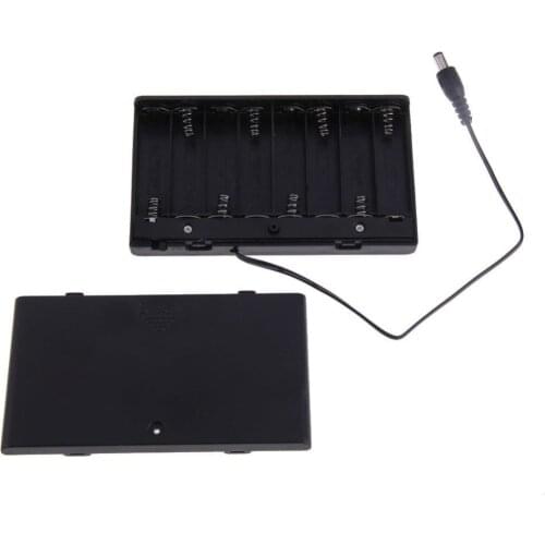 AA Size DIY 12V 8 x AA Battery Storage Box Case Holder ON/OFF Switch With Lead Wire cover black