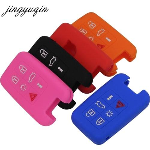 Jingyuqin 30pcs/lot Skin Silicone 6 Button Smart Remote Key Case For Volvo V40 S80 XC60 S60L V60 XC90 V70 S40 Keyless Fob Cover