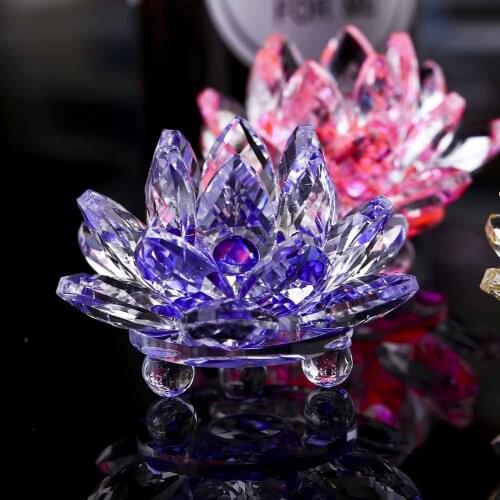 Home Wedding Party Decor Gifts Souvenir 60mm Quartz Crystal Lotus Flower Crafts Glass Paperweight Fengshui Ornaments Figurines