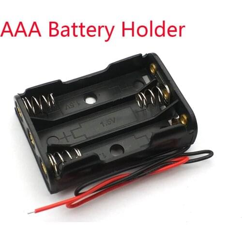 3 x AAA Battery Box Case Holder With Wire Leads Side By Side Battery Box Connecting Solder For 3pcs AAA Batteries