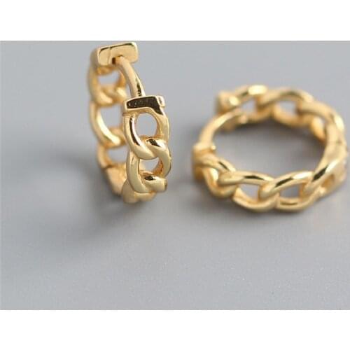 Huitan Mini Circle Hoop Earrings for Women Chain Link Shaped OL Style Dail Wearable Female Earrings Statement Jewelry Drop Ship