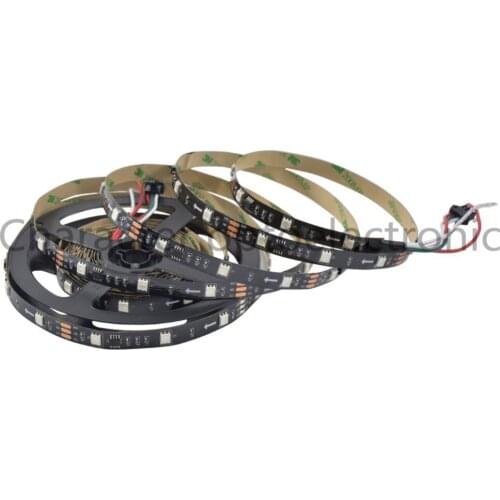 DC5V WS2812B 30/60/144 leds/m Smartled pixel RGB individually addressable led strip light Black/White PCB IC WS2812 pixel strips