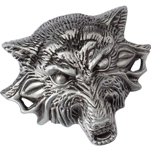 Indian Cowboys Jeans 3D Wolf Head Belt Buckle Western Alloy Belt Accessory