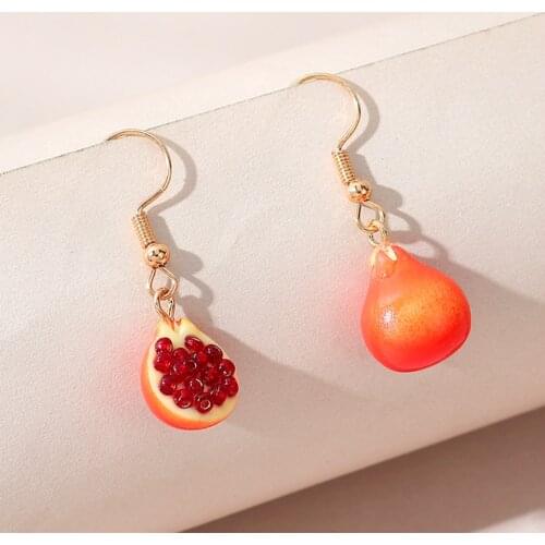 INS Acrylic Earrings Korean Earring Asymmetrical Earrings Clear Acrylic Red Pomegranate Earrings
