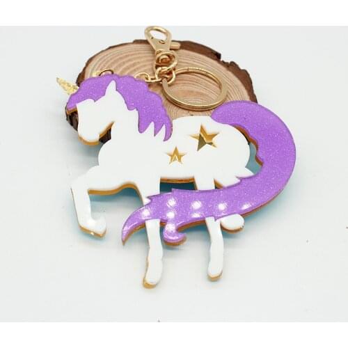 ISINYEE Fashion Big Acrylic Unicorn Keychain For Women Girls Cars Bags Large Purple Horse Key Chains Holder Jewelry Accessories