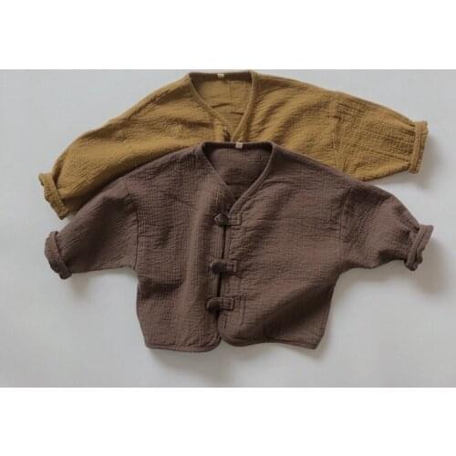 Children Wear 2021 Spring Autumn New Coat Girls and Boys Casual Japanese Retro Button Cardigan Casual Korean Coat