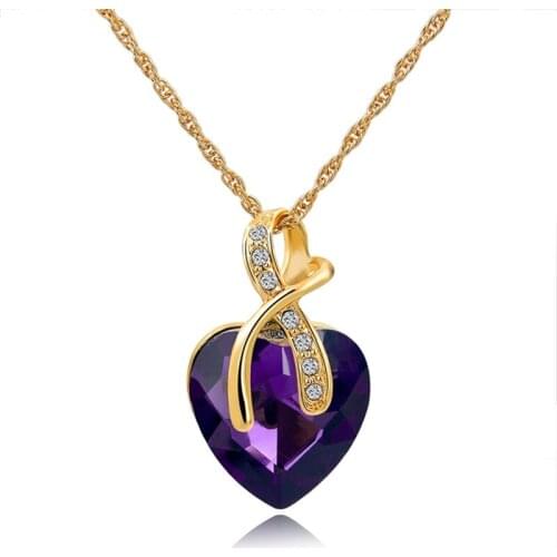 MELIHE 2019 Fashion Austrian Crystal Jewelry Heart Pendant Necklaces & Pendants Gold Color Chain Women Necklace SNE140228