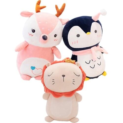 35cm Cute Baby Deer/Penguin Plush Toys Soft Zoo Animal Lion Doll Comfort Birthday Gift Kids Xmas Gift