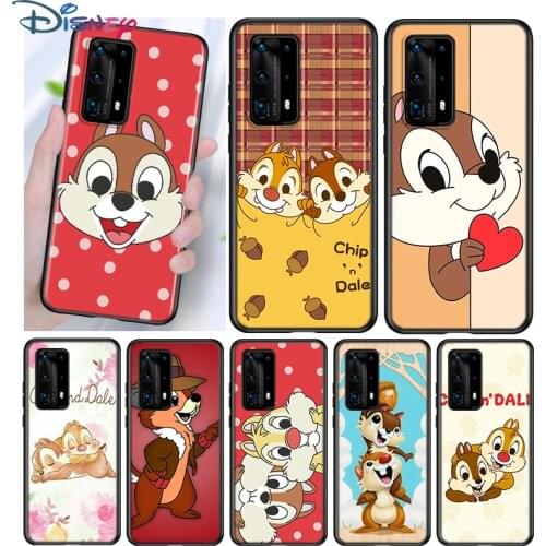 Cute Bunny Chip Silicone Cover For Huawei P40 P30 P20 Pro P10 P9 P8 Lite E Plus 2019 2017 5G Black Phone Case